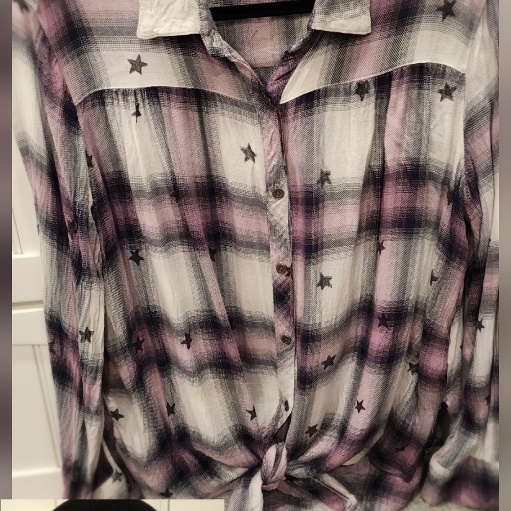 Plaid Star-Patterned Women's Top